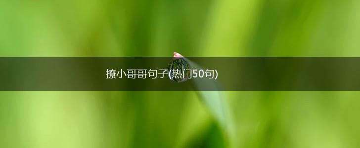 撩小哥哥句子(热门50句),第1张